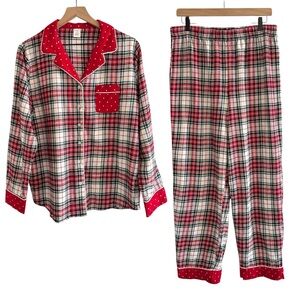 Liz Claiborne Plaid Flannel Pajama Set Medium Holiday Cozy Set Winter Lounge